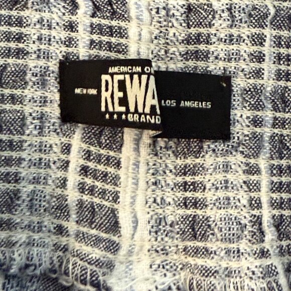 Rewash Smoked Wide Leg Pants Size L Linen Blend Pull On Striped Summer Beach - Picture 6 of 16